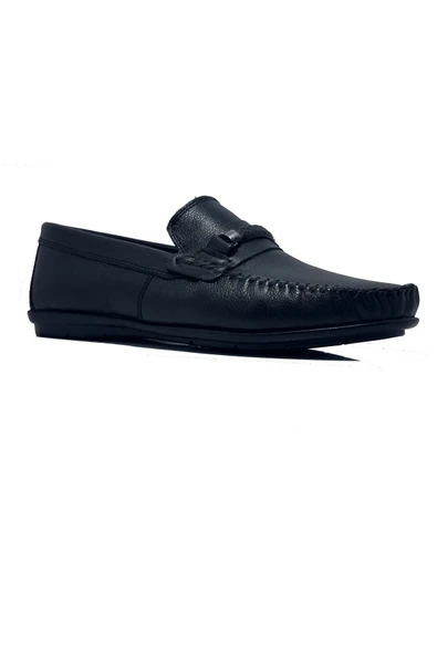 GOLDEN SHOES Siyah Desenli Hakiki Deri Günlük Erkek Loafer Ayakkabı ürün görseli 1
