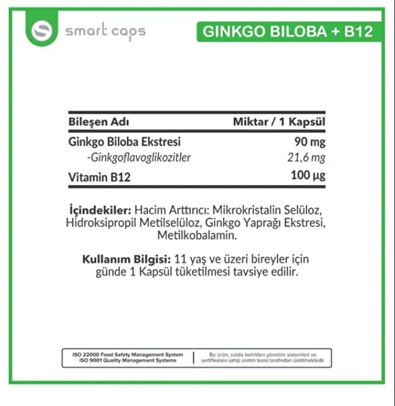 Ginkgo Biloba + B12 60 Kapsül - Resim 4