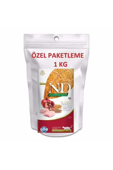 GÜLEN MARKET ANCESTRAL GRAIN (DÜŞÜK TAHILLI) KISIRLAŞTIRILMIŞ - TAVUK 1 KG DOYPACK AMBALAJ KEDİ MAMASI ürün görseli 1