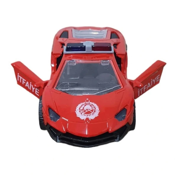 Çek Bırak Metal Araba Lamborgini  - İtfaiye - Resim 3