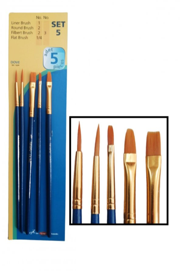 Sentetik fırça Seti Academy Dove 5 li Fırça Seti 1 Paket ürün görseli 1