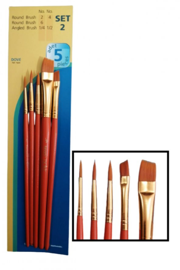 Sentetik fırça Seti Academy Dove 5 li Fırça Seti 1 Paket ürün görseli 1