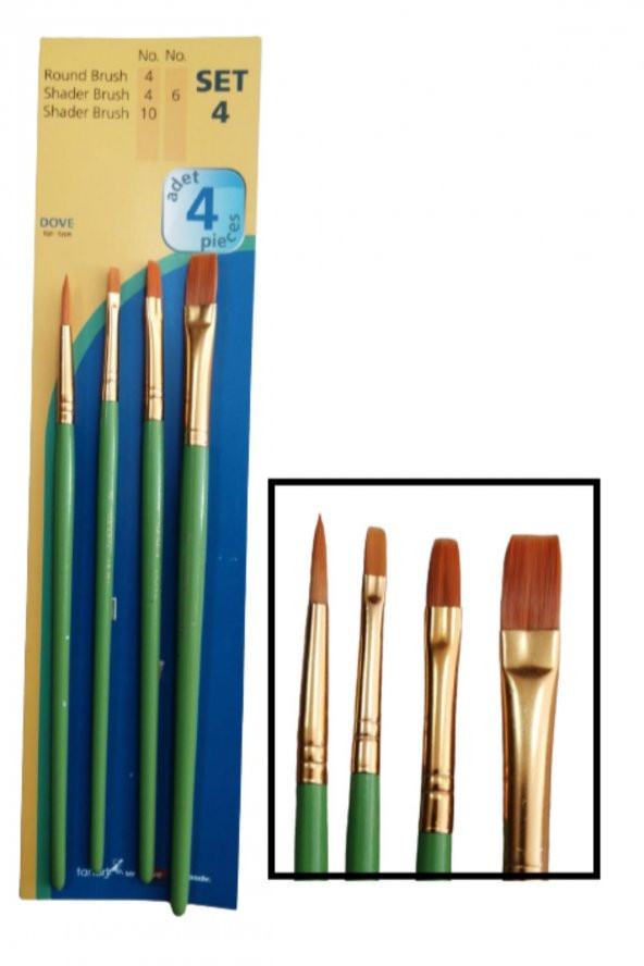 Sentetik fırça Seti Academy Dove 4 lü Fırça Seti 1 Paket ürün görseli 1
