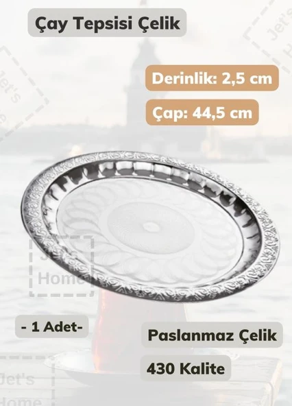 Çelik Çay Tepsisi 44,5 cm Paslanmaz Çelik Tepsi ürün görseli 1