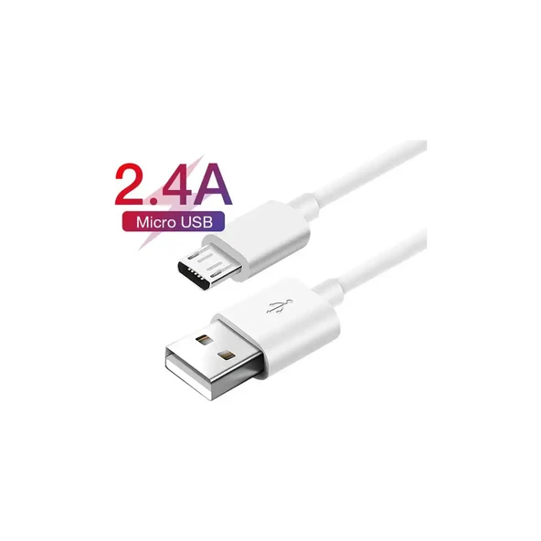 Adaman Premium 0,9 Metre Micro USB Hızlı Şarj ve Data Kablosu 2.4 Amper Beyaz ürün görseli 1