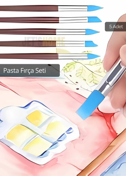 5’li Set Pasta Hazırlama Fırçası Yağlı Boya Fırçası Sulu Boya Fırçası Yüz Boyası Fırça El İşi Fırça ürün görseli 1