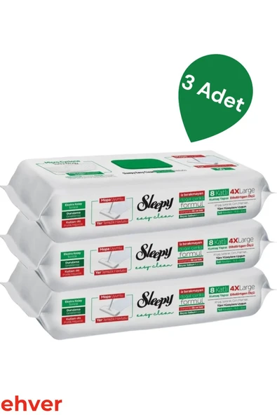 Sleepy 3'lü Easy Clean Beyaz Sabunu Katkılı Mopa Uyumlu Yer Temizlik Havlusu (150 YAPRAK) ürün görseli 1