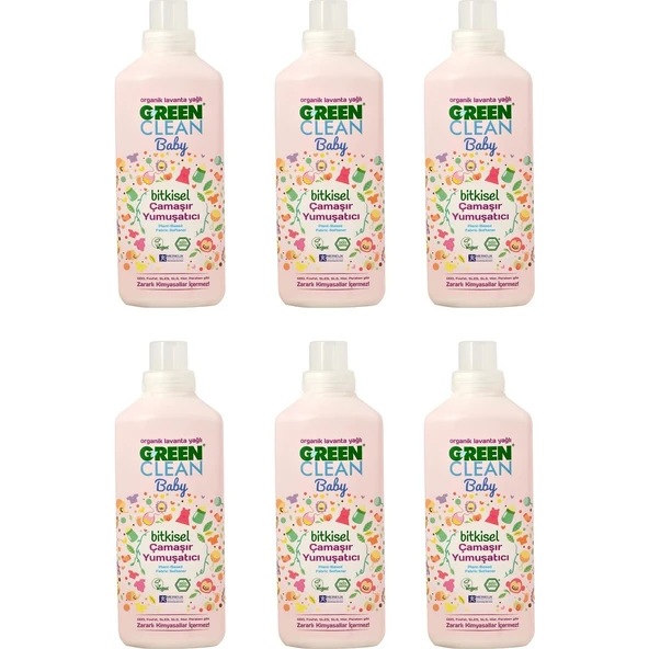 Green Clean Organik Lavanta Yağlı Baby Çamaşır Yumuşatıcısı 1000 ml 6'lı Set ürün görseli 1
