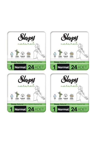 Sleepy Natural Ultra Hassas Hijyenik Ped Normal 24 lü x 4 Paket ürün görseli 1
