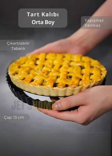Orta Boy Tart Kalıbı Çıkartılabilir Tabanlı Turta Kalıbı Karbon Çelik Kek Kalıbı 13 cm ürün görseli 1