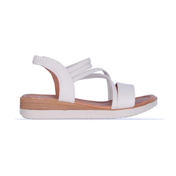 Moda Ayakkabı  850 Syh-Krem Düz Sandalet Ayakkabı ürün görseli 1