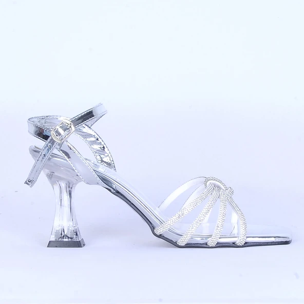 Moda Ayakkabı 531 Parlak Taşlı Şefaf 7Cm Topuklu Ayakkabı ürün görseli 1