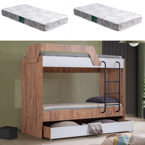 Ranza, Triple Yavrulu Metal Ayaklı Ranza + 2 Comfort Yatak ürün görseli 1