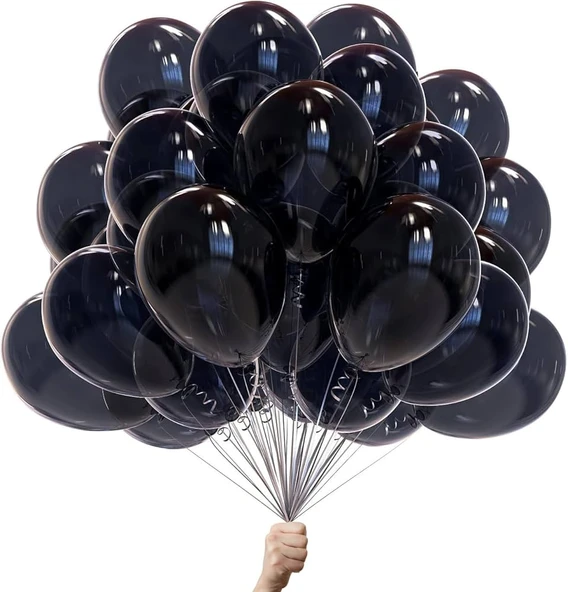 METALİK BALON SİYAH 10 ADET ürün görseli 1