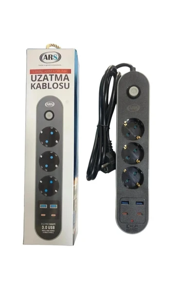 Ars 3'Lü Akım Korumalı Anahtarlı 2 USB 1 Typec 2 Mt ürün görseli 1