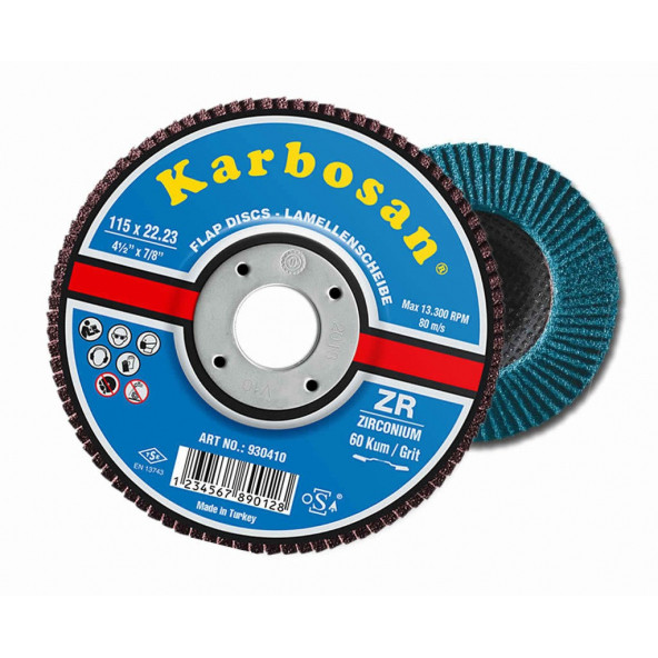 Karbosan 115 x 22 ZR 40 Kum Premium SD Flap Zımpara 10 Adet ürün görseli 1