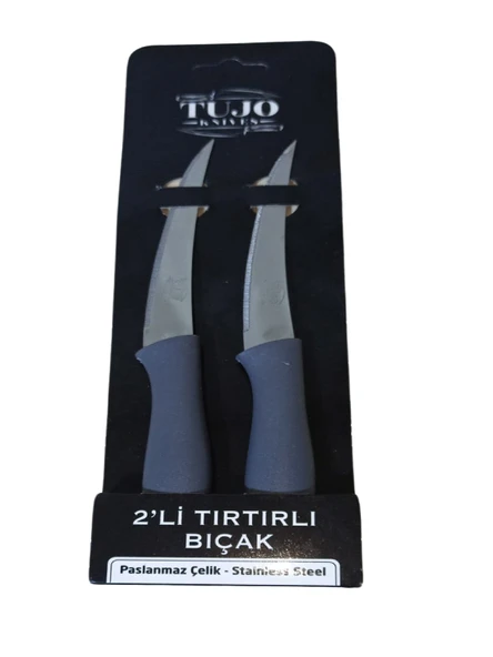 Tujo Knives 2'li Tırtırlı Bıçak Seti - Gri ürün görseli 1