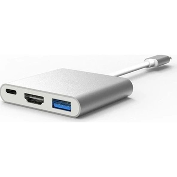 TYPE-C HDMI 3 İN 1 ADAPTER Hdmı Usb 3.0 Çevirici Dönüştürücü Adaptör ürün görseli 1