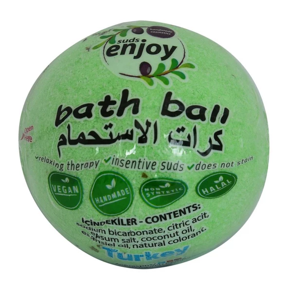 Enjoy El Yapımı Okaliptuslu Banyo Bombası Banyo Topu Yeşil 100Gr ürün görseli 1