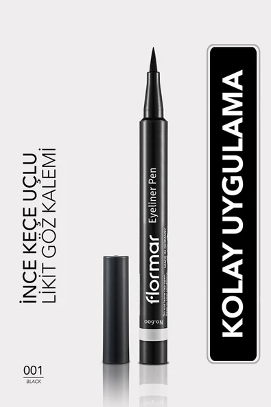 FLORMAR Yarı Mat Bitişli Eyeliner (SİYAH) - Eyeliner Pen - 001 Black - 8690604109609 ürün görseli 1