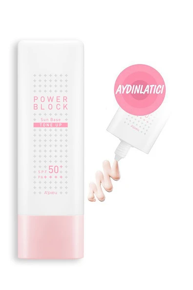 MİSSHA Ton Eşitleyici Aydınlatıcı Güneş Kremi 50ml A'PIEU Power Block Tone Up Base Pink SPF50+/PA++++ ürün görseli 1