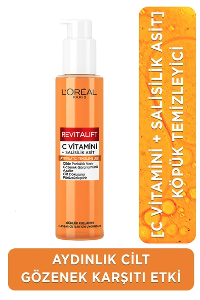 L'OREAL PARİS Revitalift Clinical [c Vitamini Salisilik Asit] Gözenek Karşıtı, Aydınlatıcı Temizleme Jeli ürün görseli 1