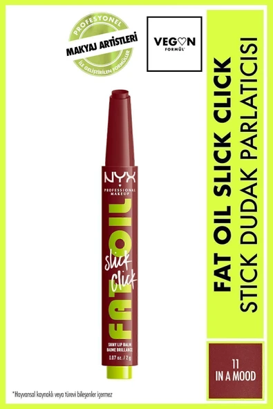 NYX PROFESSİONAL MAKEUP Fat Oil Slick Click Parlatıcı Nemlendirici Nude Tonlu Dudak Balmı - 11 In a Mood ürün görseli 1