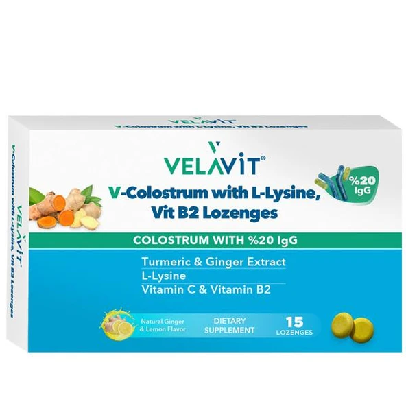 Velavit V Colostrum With L Lysine Vitamin B2 Lozenges 15 Pastil ürün görseli 1