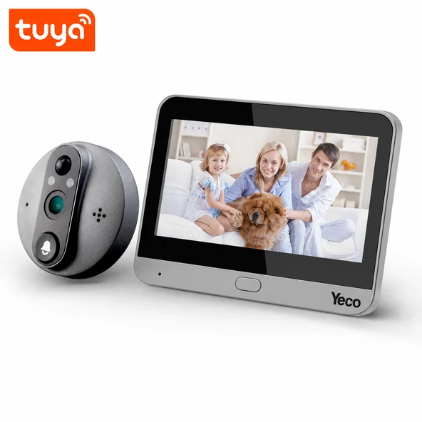 YECO PD-20 Akıllı Görüntülü Kapı Dürbünü, 4.3 İnç LCD Ekran, PIR Hareket Algılama, Çift Yönlü Görüşme, Mobil Uyumlu ürün görseli 1