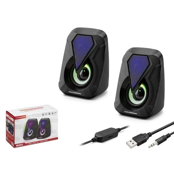 Hadron HD6054 Bilgisayar Speaker  1.1 LEDLİ SİYAH ürün görseli 1