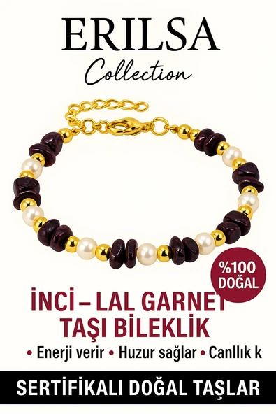 Sertifikalı İnci ve Lal Garnet Taşı Bileklik – Enerji ve Huzur ürün görseli 1