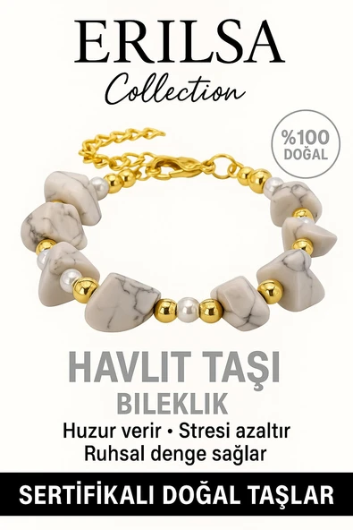 Sertifikalı İnci ve Havlit Taşı Bileklik – Huzur ve Denge ürün görseli 1