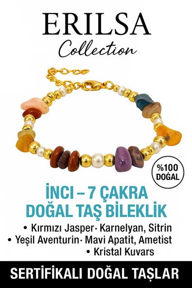 Sertifikalı İnci - 7 Çakra Doğal Taş Bileklik – Enerji Dengesi ve Şifa ürün görseli 1