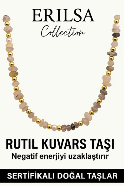 Sertifikalı Kırık Taşlı Model İnci - Rutil Kuvars Taşı Kolye ürün görseli 1