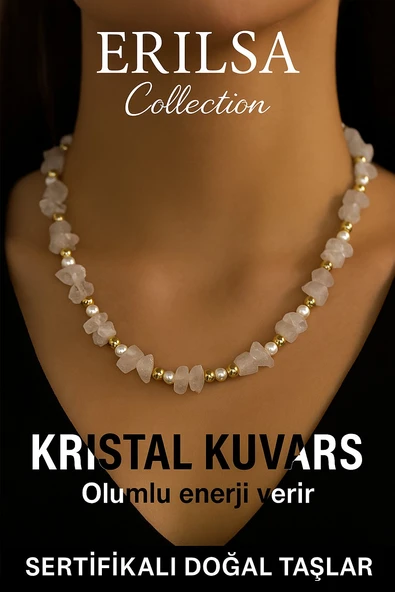 Sertifikalı Kırık Taşlı Model İnci - Kristal Kuvars Taşı Kolye ürün görseli 1