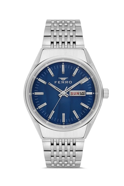 Ferro FM43012A-A3 Quartz Çelik Gri Lacivert Kadran 40 mm Erkek Kol Saati ürün görseli 1