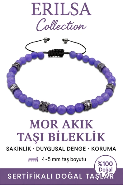 Sertifikalı Fasetli AAA+ Teraherz ve Mor Akik İnce Model Bileklik – Duygusal Denge ürün görseli 1