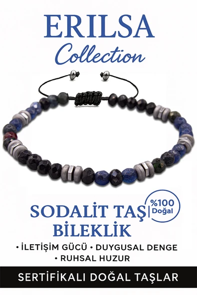 Sertifikalı Fasetli AAA+ Terahertz ve Sodalit Taşı Bileklik – İnce Model Zihinsel Berraklık ürün görseli 1