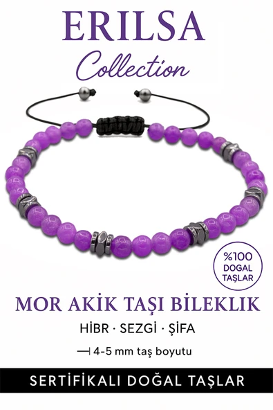 Sertifikalı Terahertz - Mor Akik Taşı Bileklik - İnce Model İç Huzur ve Konsantrasyon ürün görseli 1