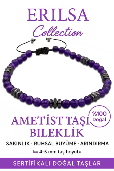 ertifikalı AAA+ Fasetli Terahertz ve Ametist Bileklik – İnce Model, Zihinsel Berraklık ürün görseli 1