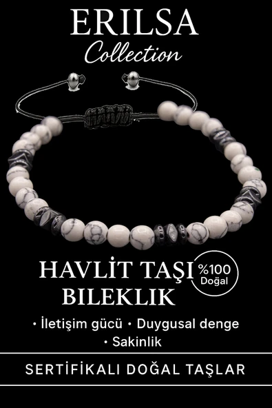 Sertifikalı Fasetli AAA+ Terahertz ve Havlit Taşı Bileklik – İnce Model Denge ve Huzur ürün görseli 1