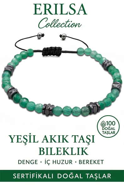 Sertifikalı Fasetli AAA+ Terahertz ve Yeşil Akik Taşı Bileklik – İnce Model Şifa ve Denge ürün görseli 1