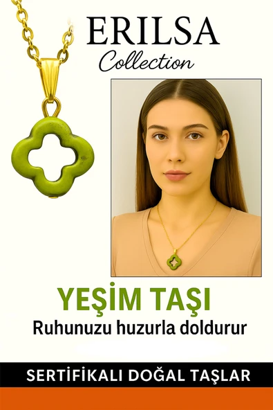 Sertifikalı Yonca Model Yeşim Taşı Kolye Şans ve Denge Sağlar ürün görseli 1