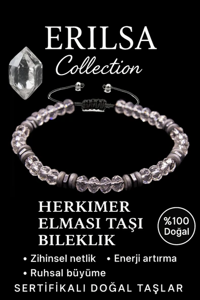 Sertifikalı Fasetli AAA+ Terahertz ve Herkimer Elması Bileklik – İnce Model Yüksek Titreşim ürün görseli 1