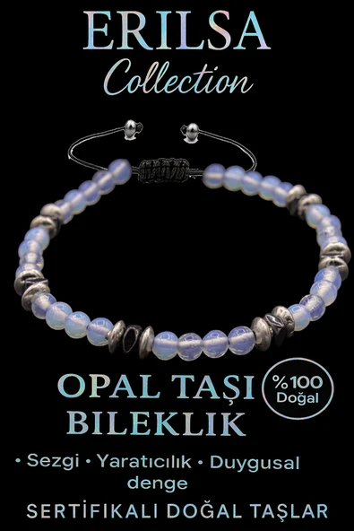 Sertifikalı Fasetli AAA+ Terahertz ve Opal Taşı Bileklik – İnce Model Yaratıcı İlham ürün görseli 1