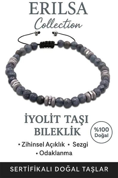 Sertifikalı Fasetli AAA+ Terahertz ve İyolit Taşı Bileklik – İnce Model İlham ve Sezgi ürün görseli 1