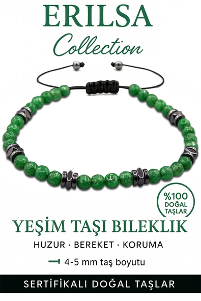 Sertifikalı İnce Model Fasetli Terahertz ve Yeşim Jade Taşı Bileklik – Enerji Dengeleyici ürün görseli 1