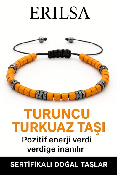 Sertifikalı Terahertz – Turuncu Turkuaz Taşı Bileklik (İnce Model) – Canlılık, Koruma ve Denge Taşı ürün görseli 1