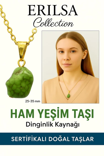 Sertifikalı Ham İşlenmemiş Yeşim Taşı Kolye – Şans, Huzur ve Ruhsal Denge Taşı ürün görseli 1