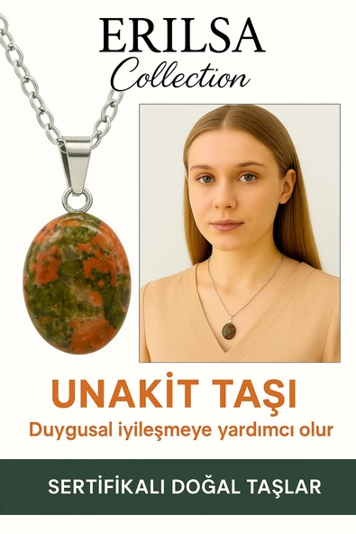 Sertifikalı Oval Unakit Taşı Kolye – Duygusal Şifa, Dengeli Enerji ve Doğal Zarafet ürün görseli 1